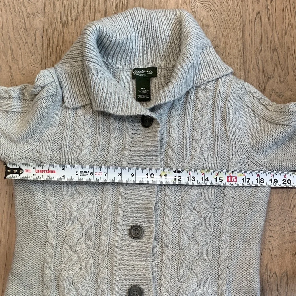 Eddie Bauer Cream Cable Knit Button Cardigan Wool/Alpaca Size Medium - Picture 4 of 9